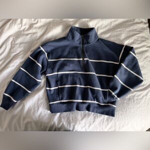 Marine Layer Navy and White Striped Sweatshirt